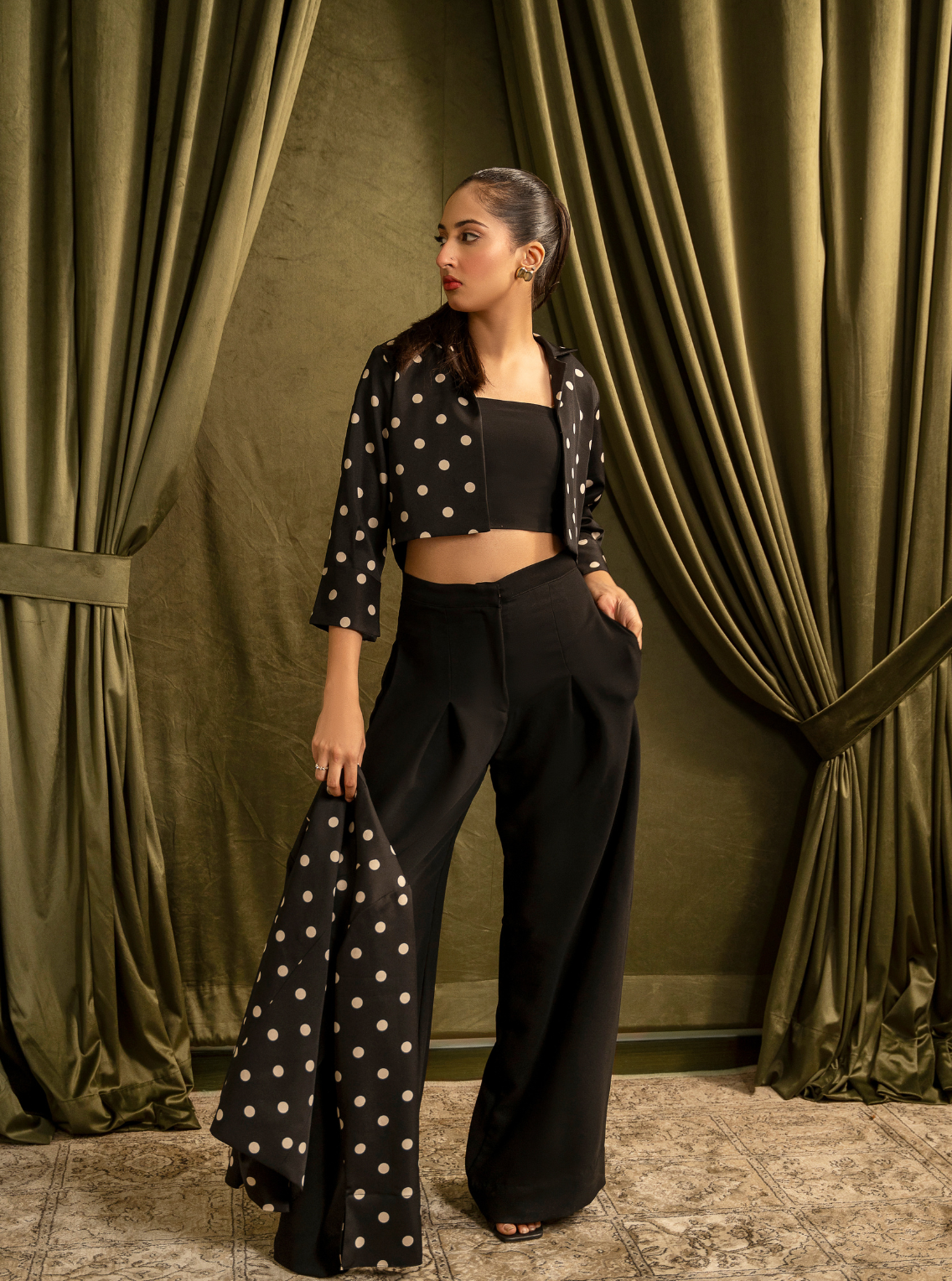 Dot Fit Co-Ord Crop Jacket