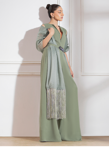 Sage Green Tassel Dupatta